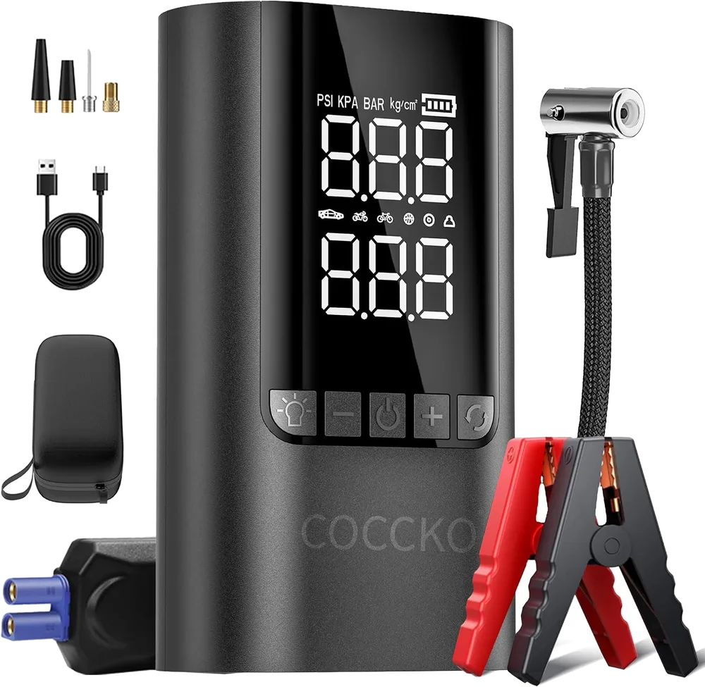 Arrancador de coche COCCKO 6000 A con compresor 150 PSI