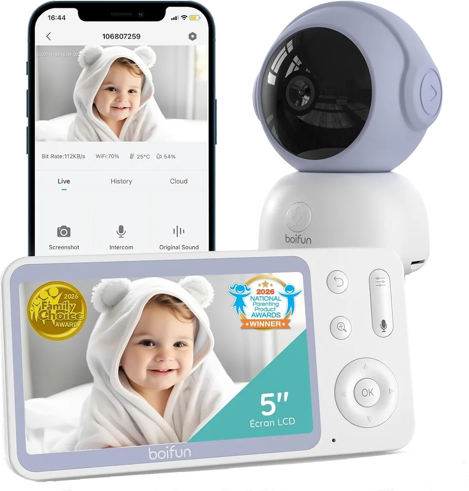 Vigilabebés BOIFUN 2026 2K con pantalla de 5 pulgadas