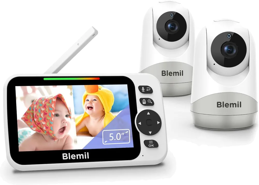 Vigilabebés Blemil 5 pulgadas sin WiFi con 2 cámaras