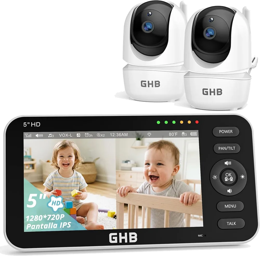 Vigilabebés GHB 5 pulgadas HD con 2 cámaras