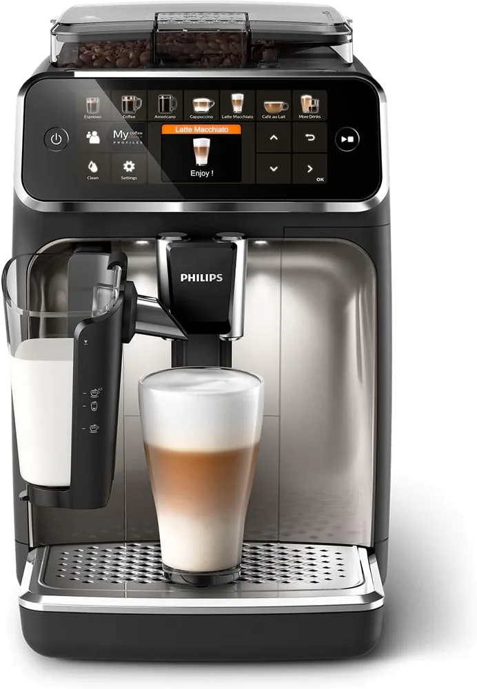 Cafetera espresso Philips Serie 5400 LatteGo EP5447/90, 15 bar y 12 bebidas