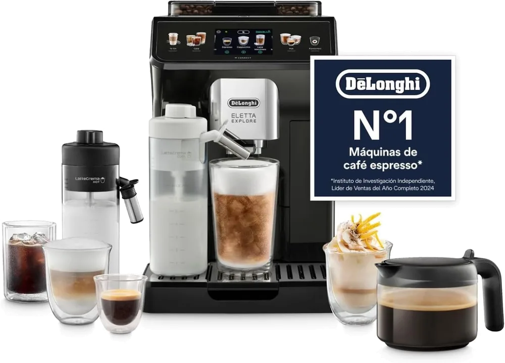 Cafetera espresso De'Longhi Eletta Explore ECAM452.67.G, 19 bar (bebidas calientes, frías y Cold Brew)