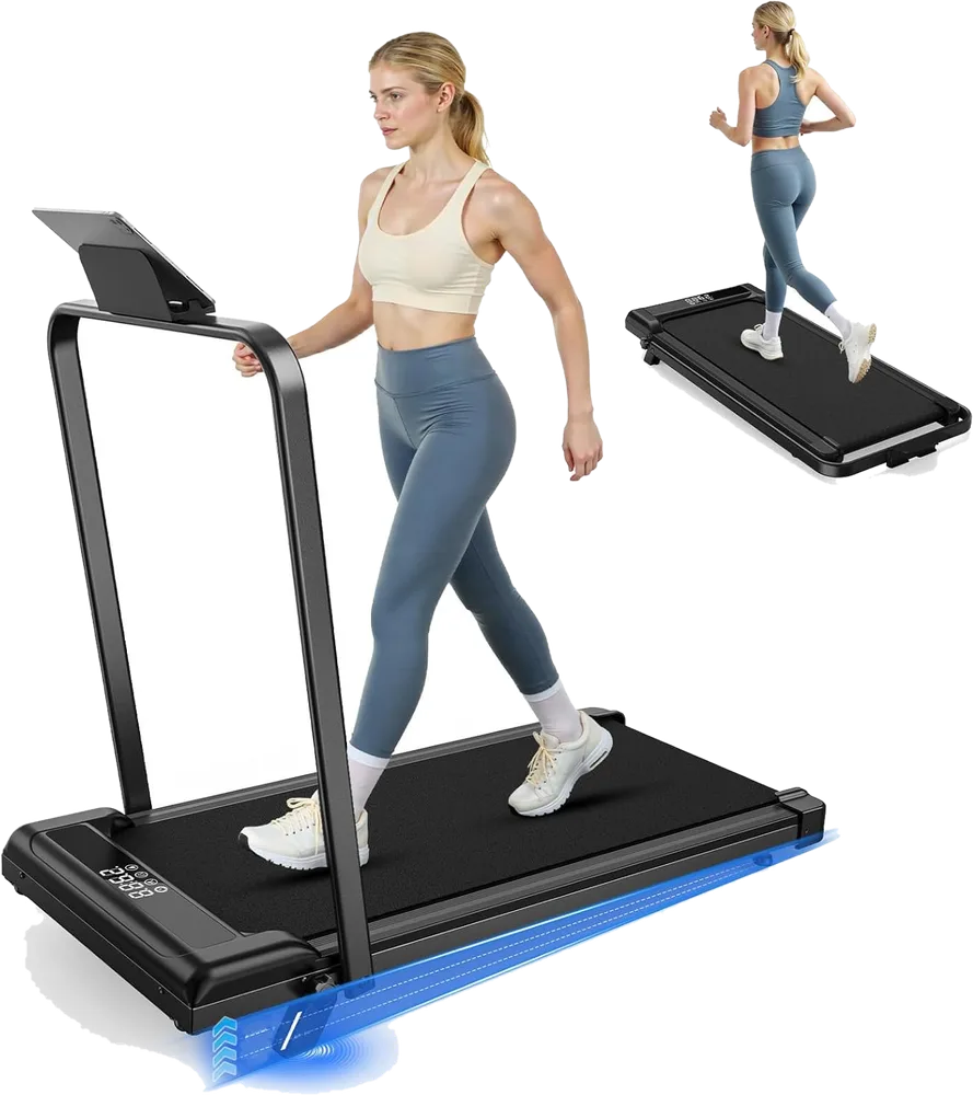 Cinta de andar walking pad plegable con barra de apoyo