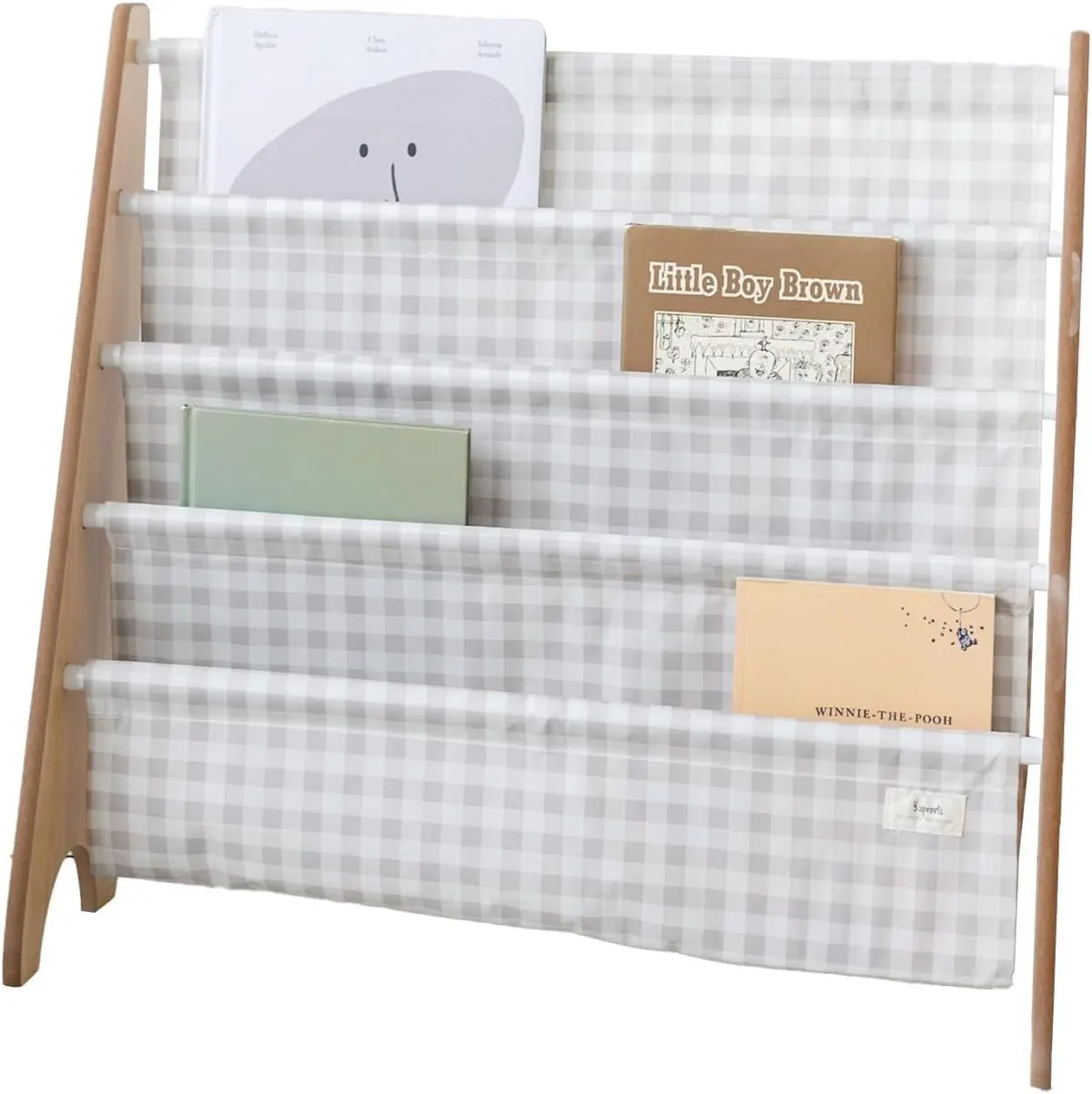 Librería frontal 3 Sprouts con tela de cuadros Vichy Beige