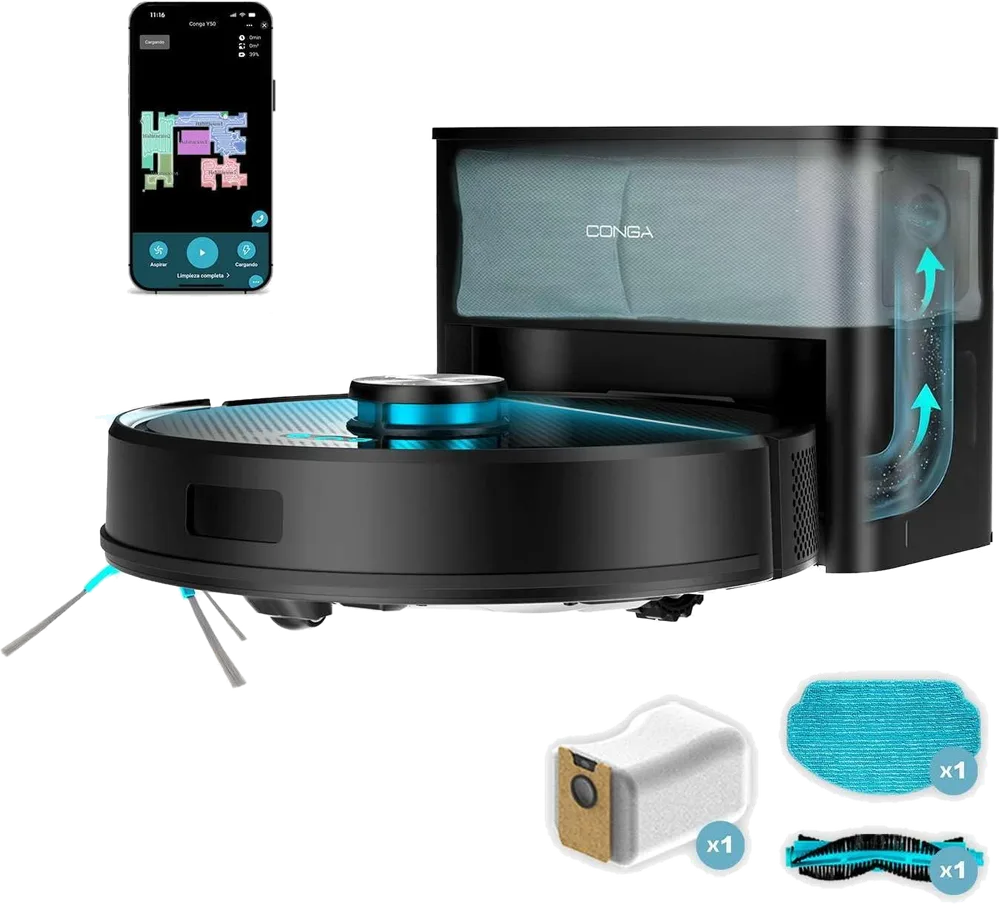 Robot aspirador Cecotec Conga Y50 X-Treme + Base autovaciado
